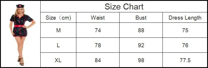 Sexy Black & Red Nurse Cosplay Uniform – PU Leather Doctor Roleplay Outfit with Nurse Cap & Belt