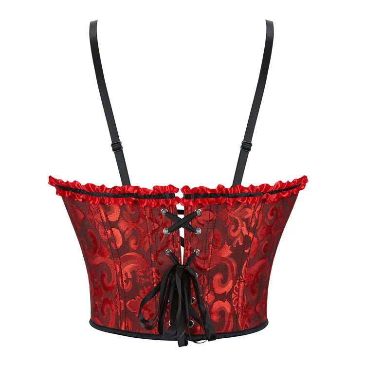 Sexy Lace-Up Overbust Corset Crop Top – Slimming Bustier Body Shaper Vest for Women, Short Torso Design (Black, White, Red)