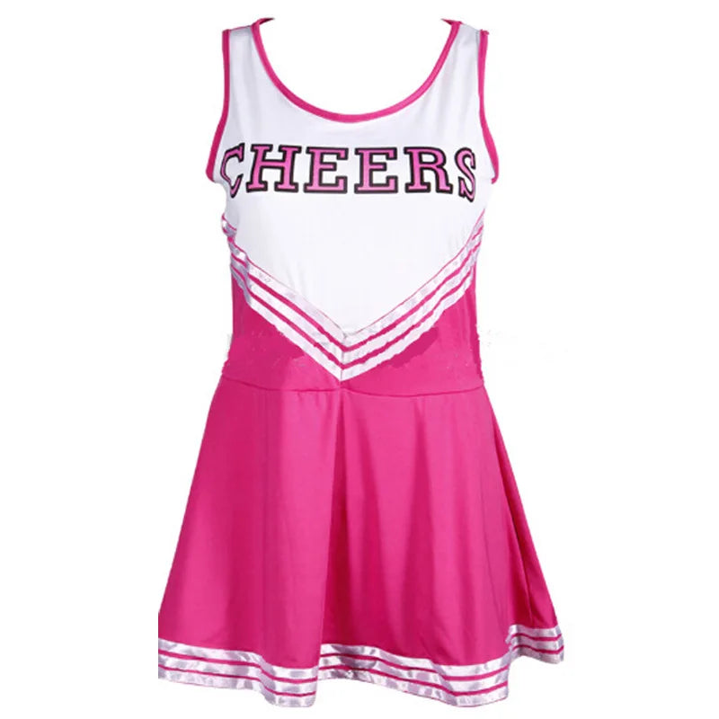 Cheerleader Cosplay Costume for Ladies – High School Uniform Dress with Pompoms for Halloween, Carnival & Party Fun