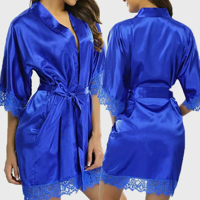 Elegant Satin Nightgown & Robe Set for Women – Lingerie Sleepwear with Half Sleeves – Hot Sale