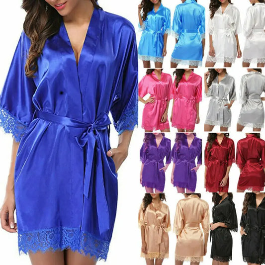 Elegant Satin Nightgown & Robe Set for Women – Lingerie Sleepwear with Half Sleeves – Hot Sale