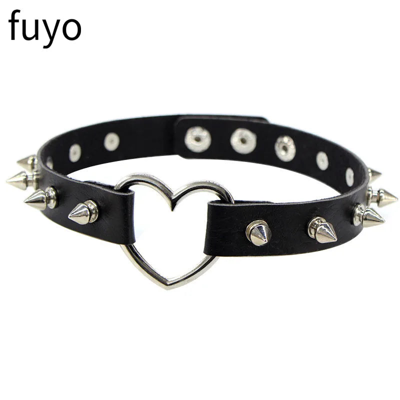 New Spike Choker Necklaces Punk Faux Leather Collar For Women Men Cool Big Rivets Studded Chocker Necklace Goth Style Accessori