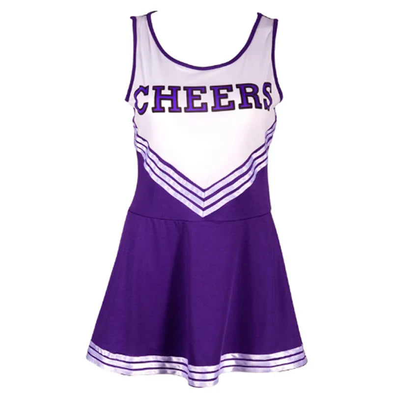 Cheerleader Cosplay Costume for Ladies – High School Uniform Dress with Pompoms for Halloween, Carnival & Party Fun