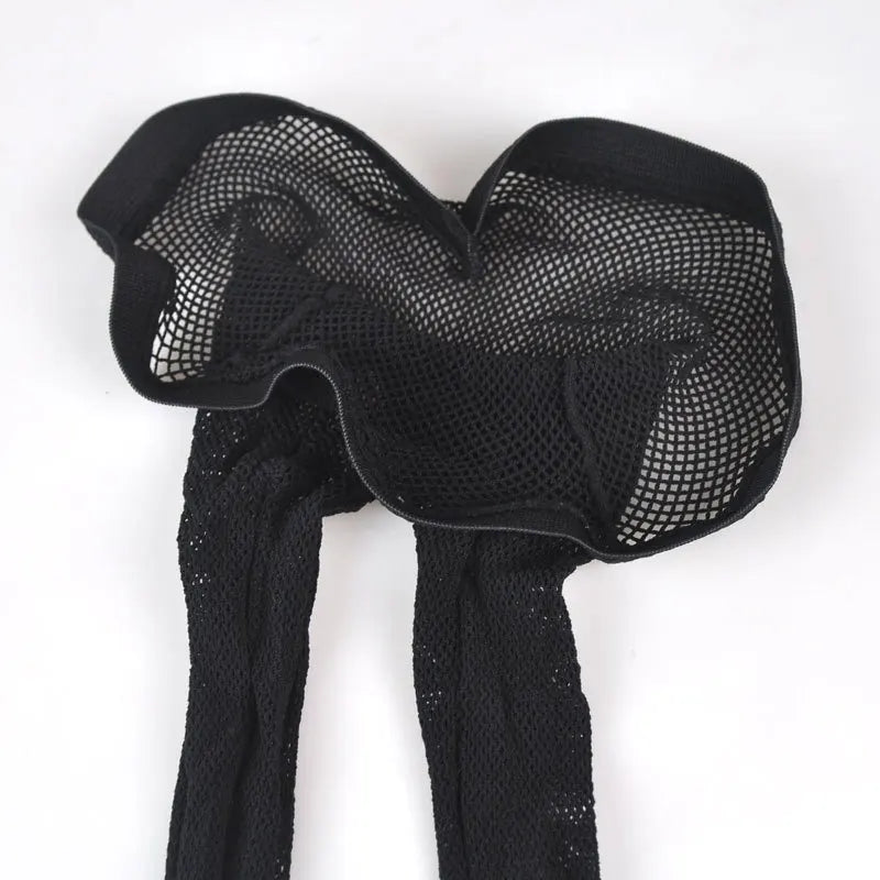 Bow-Kissed Seduction – Cuban-Back Fishnet Tights