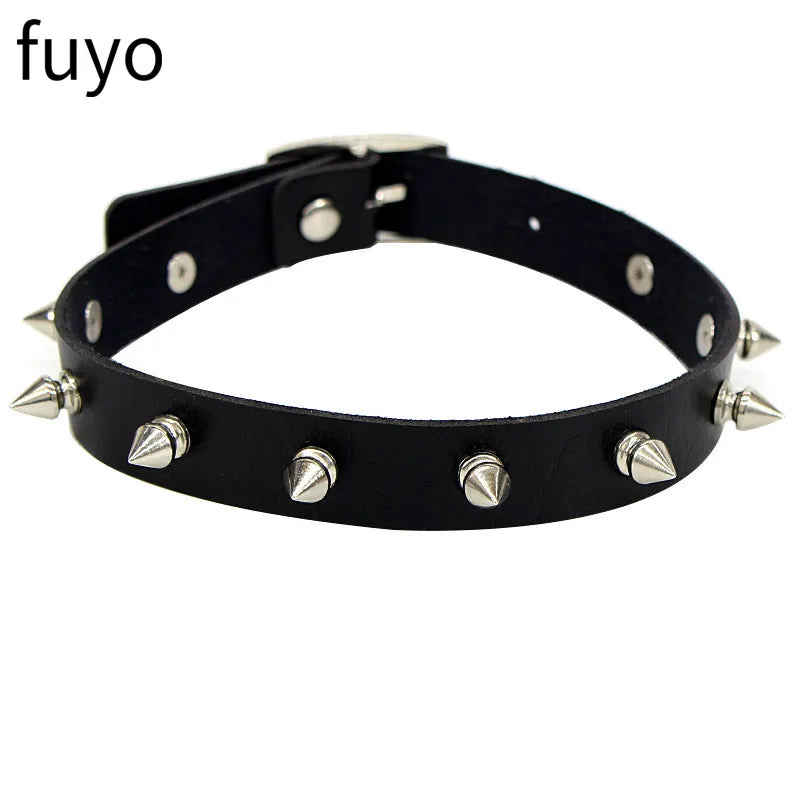 New Spike Choker Necklaces Punk Faux Leather Collar For Women Men Cool Big Rivets Studded Chocker Necklace Goth Style Accessori