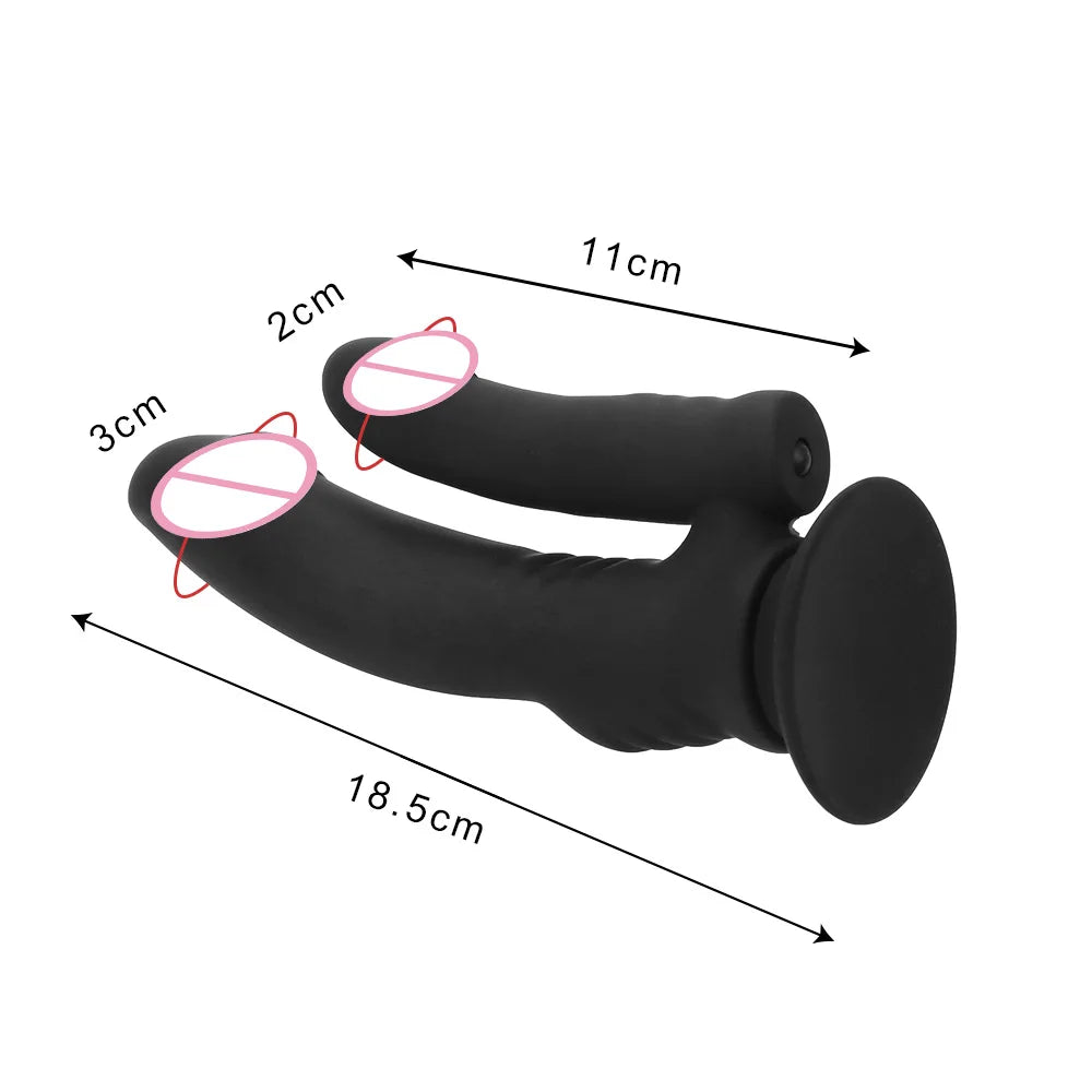 Silicone Dual-Ended Vibrator – G-Spot & Clitoral Stimulator with Anal Plug Design – Waterproof Double Dildo for Intense Female Pleasure