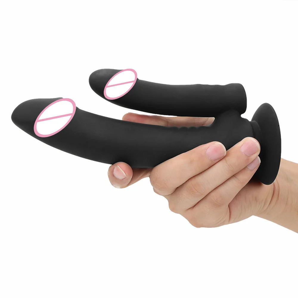 Silicone Dual-Ended Vibrator – G-Spot & Clitoral Stimulator with Anal Plug Design – Waterproof Double Dildo for Intense Female Pleasure