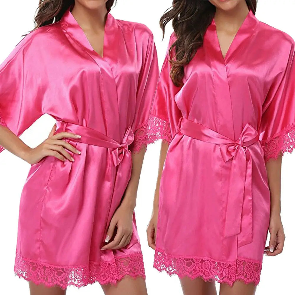 Elegant Satin Nightgown & Robe Set for Women – Lingerie Sleepwear with Half Sleeves – Hot Sale
