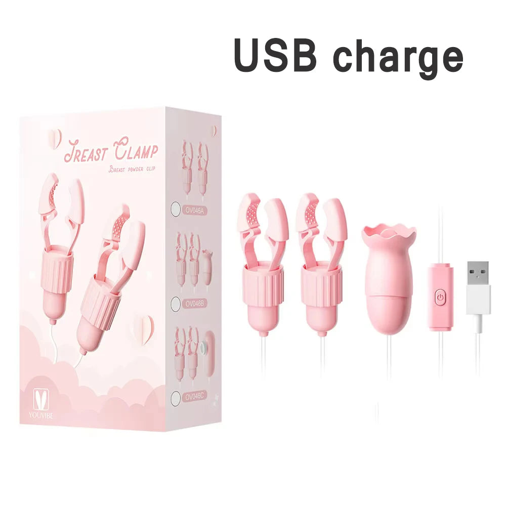 Sucking & Vibrating Nipple Clamp – Tongue Licking Massager for Breast, Clitoris & Labia Stimulation