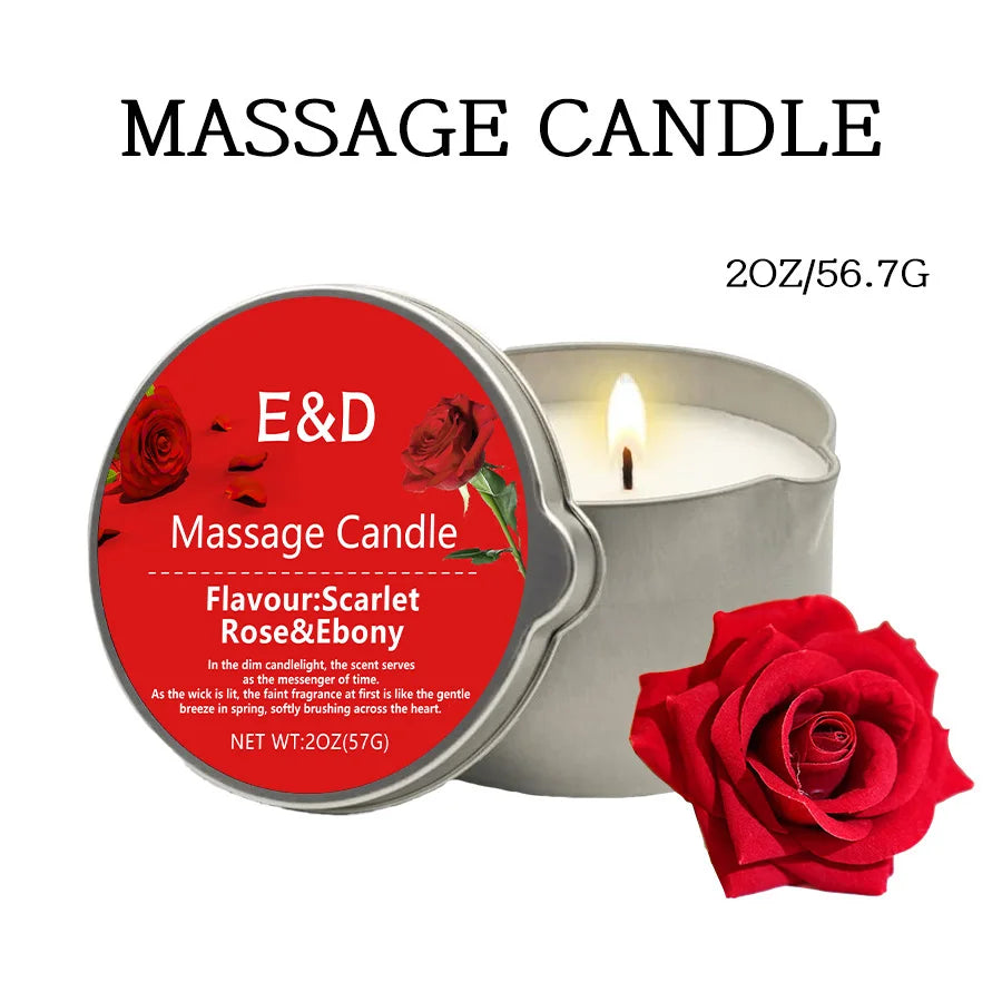 Rose-Scented Massage Oil Candle – 2oz Aromatherapy Body Oil Candle for Pure Relaxation & Home Spa