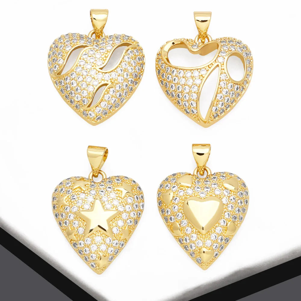 White Crystal Hollow Heart Pendant