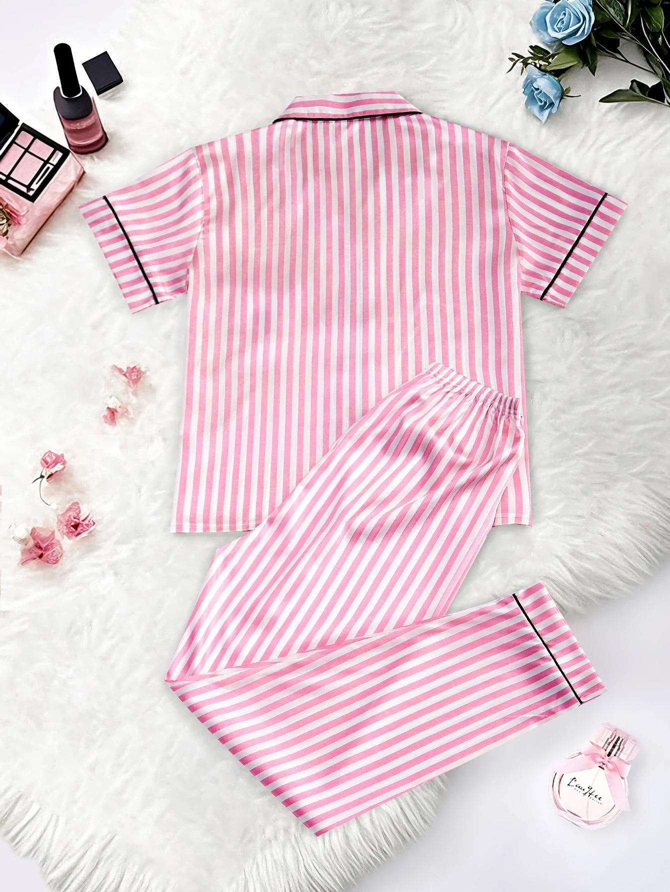 Classic Striped Satin Pajama Set