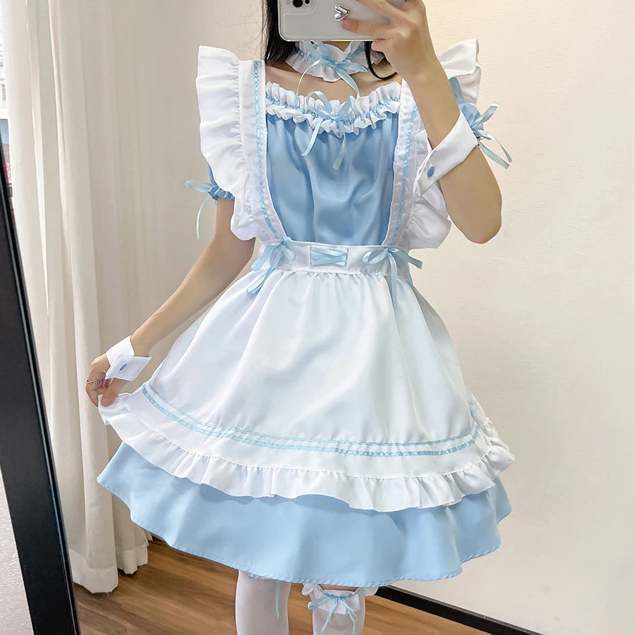 Cute Lolita Maid Costume – Cafe Waitress Cosplay Dress for Women & Girls Roleplay Outfit in Colours