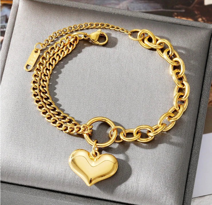 Bold Heart Stainless Steel Jewellery Set