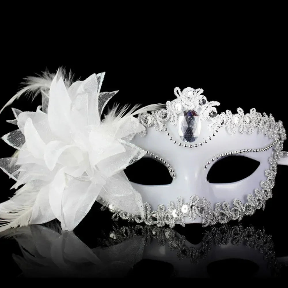 Sexy Venice Cosplay Mask – Erotic Masquerade Princess Eye Mask with Feathers & Luxury Floral Details