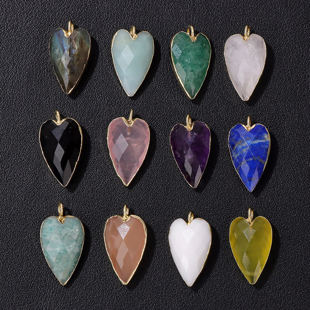 Heart Stone Crystal Pendant 13x20mm Different Colours Genuinely Beautiful Love Symbol Gift Present