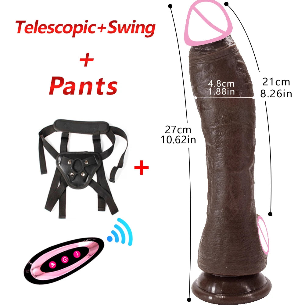 Black – 10.6" Heated Realistic Vibrator with Telescopic & Swing Motion Bigger. Hotter. Deeper. And Always in Control.