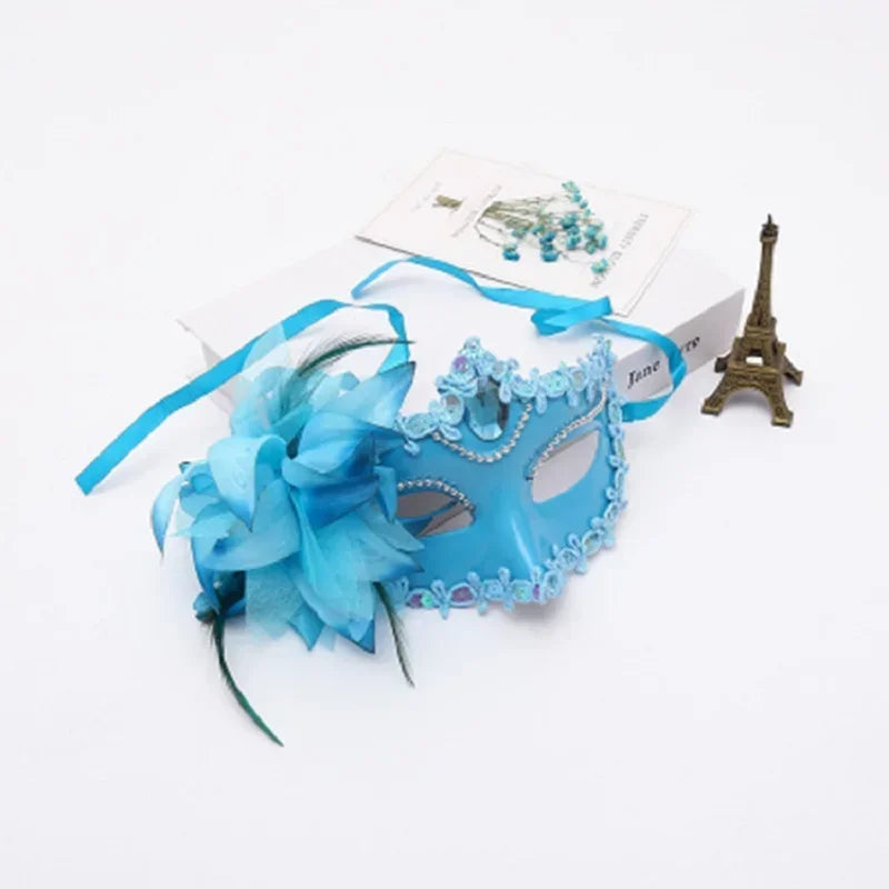 Sexy Venice Cosplay Mask – Erotic Masquerade Princess Eye Mask with Feathers & Luxury Floral Details