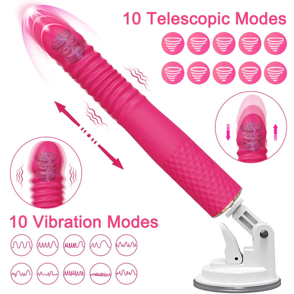 Automatic Telescopic Dildo Vibrator – Powerful G-Spot & Clitoral Stimulator for Women – Hands-Free Thrusting Sex Machine for Intense Vagina Massage