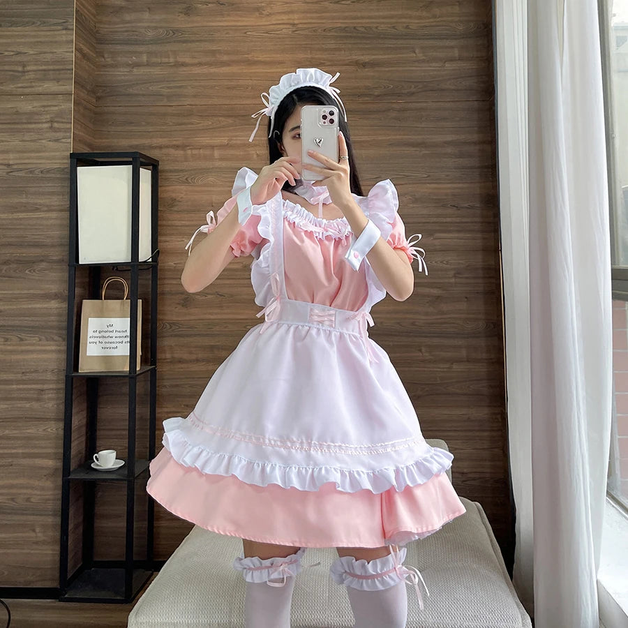Cute Lolita Maid Costume – Cafe Waitress Cosplay Dress for Women & Girls Roleplay Outfit in Colours