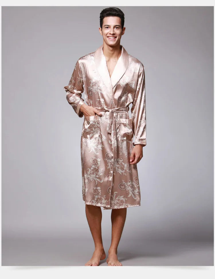 Luxury Comfort – Dragon Print Satin Pijamas for Men