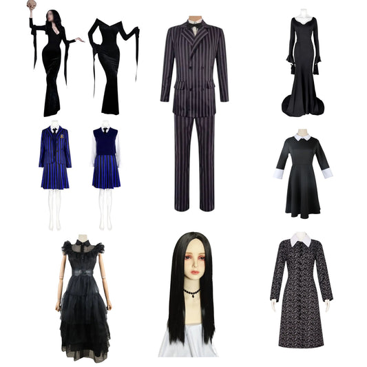 Addams Family Cosplay Costume Set Morticia Gomez Wednesday