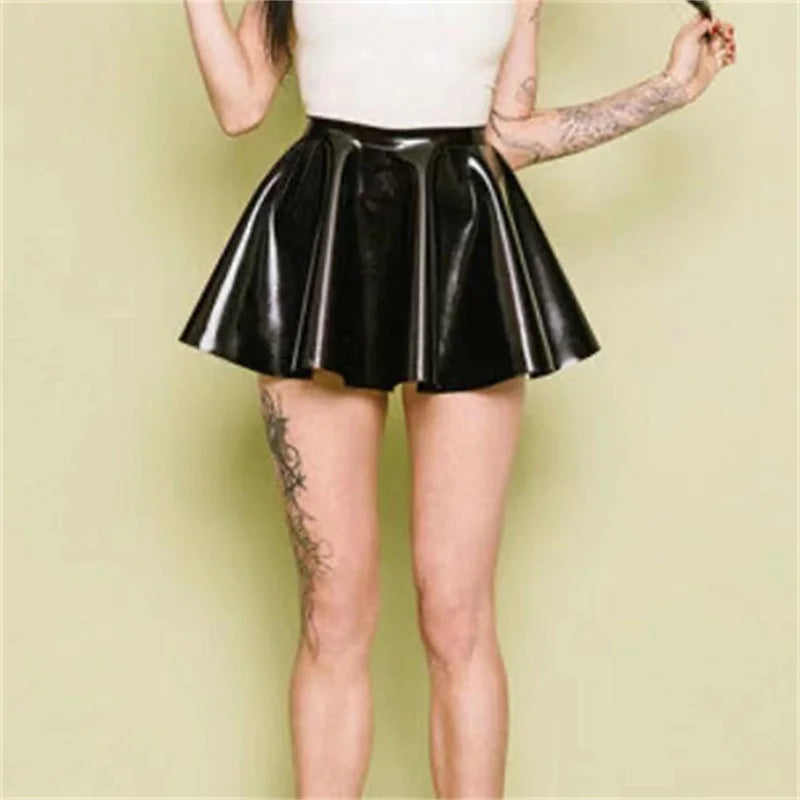 Sexy Natural Latex Mini Skirt – High-Shine Rubber Partywear