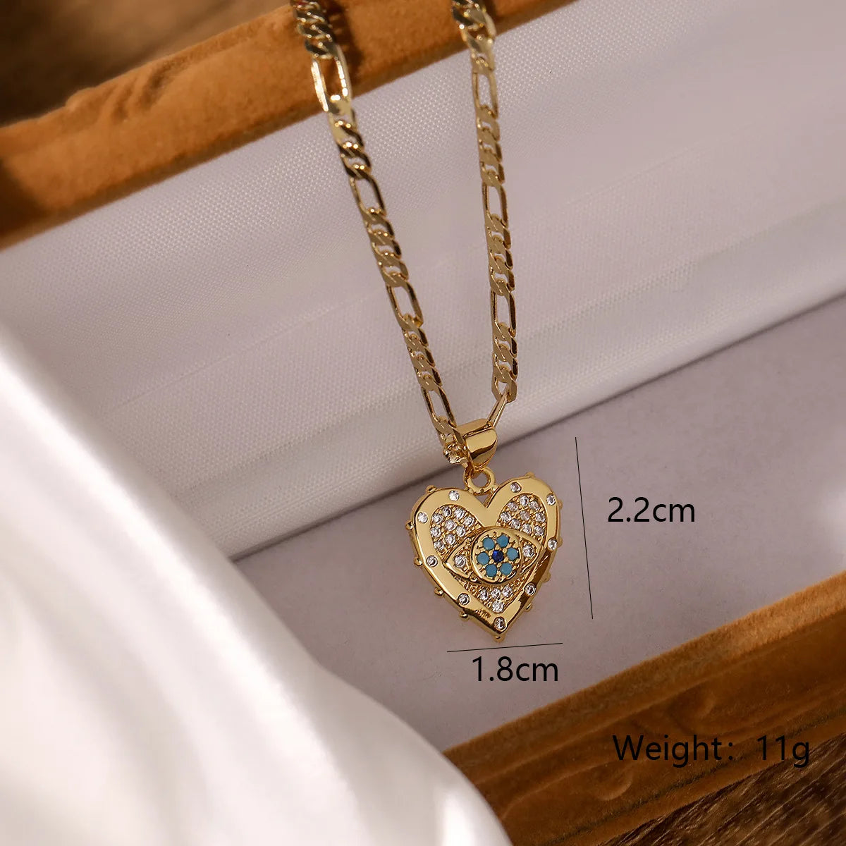 Shimmering Zircon Heart Necklace – Gold Stainless Steel