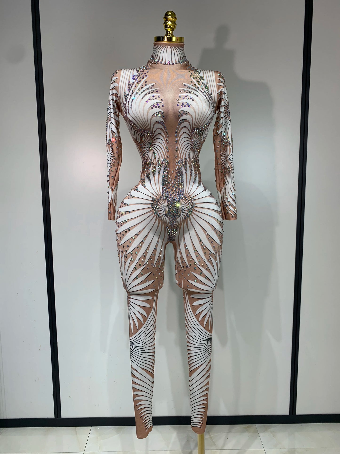 Sparkly Mesh Diamond Jumpsuit for Women – Sexy See-Through Clubwear, Go-Go Dancer & Drag Queen Stage Costume