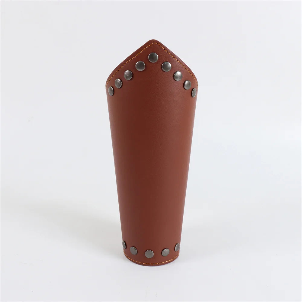 2pcs Medieval Steampunk Viking Knight Bracers – PU Leather Scale Arm Armor for LARP, Cosplay & Theatre