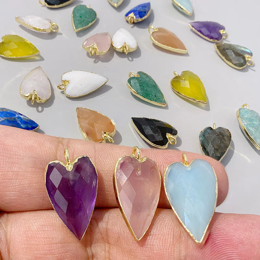 Heart Stone Crystal Pendant 13x20mm Different Colours Genuinely Beautiful Love Symbol Gift Present