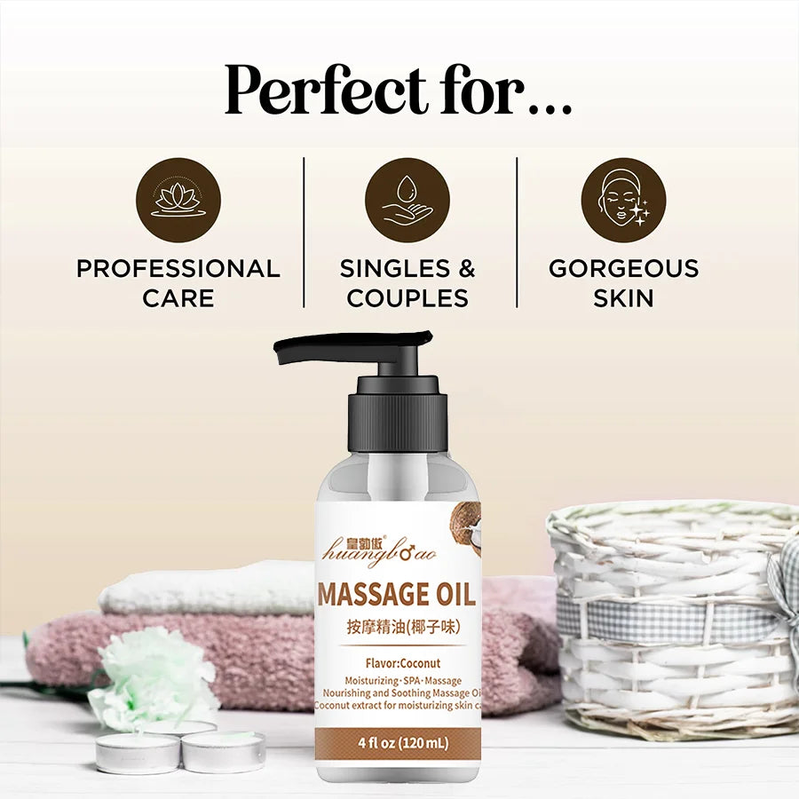 Coconut Massage Oil for Couples – Relaxing Full Body Massage Therapy Oil with Smooth-Gliding Formula, Perfect for Date Night & Valentine’s
