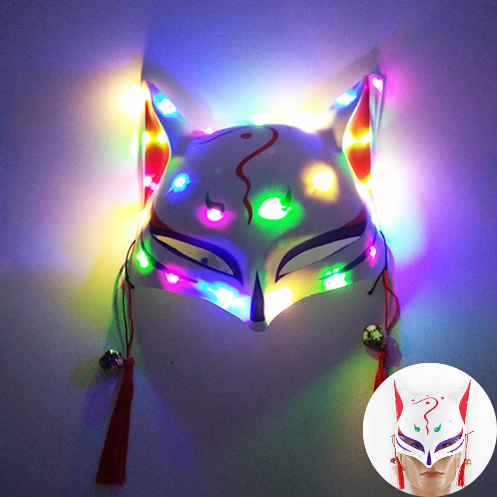 Glow-in-the-Dark Halloween Mask – Neon Luminous Half-Face Masque for Cosplay & Costume Parties