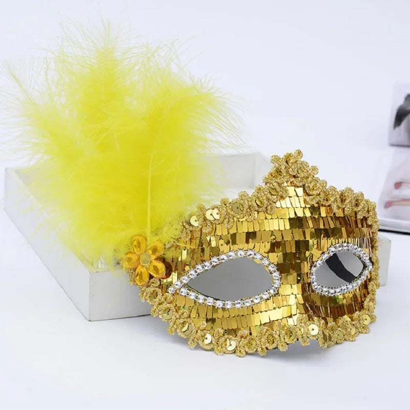 Sexy Venice Cosplay Mask – Erotic Masquerade Princess Eye Mask with Feathers & Luxury Floral Details