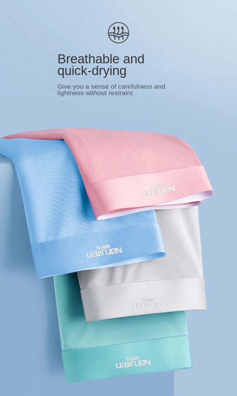 Stay Cool & Sexy – 4PCS Men’s Ice Silk Boxers