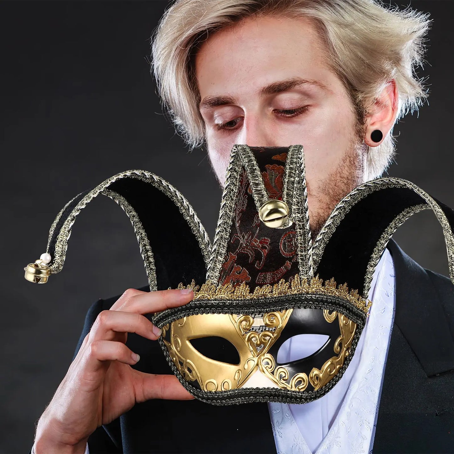 Venetian Style Masquerade Mask for Men and Women – Half Face Carnival & Halloween Fancy Dress Mask