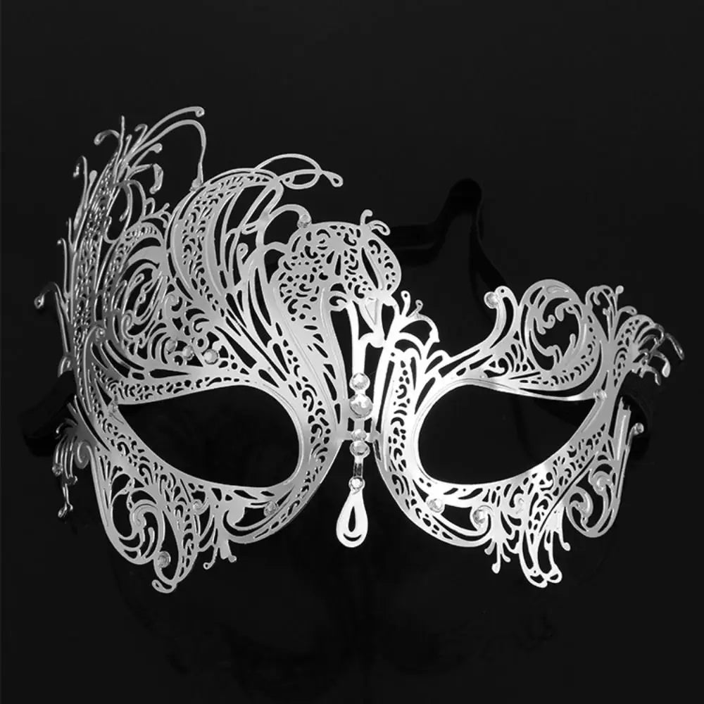 Black & Gold Skull Metal Mask – Rhinestone-Embellished Venetian Masquerade Half-Face Mask for Men & Women