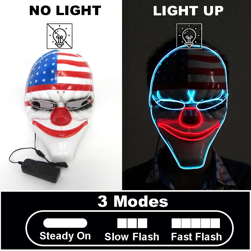 Glow-in-the-Dark Halloween Mask – Neon Luminous Half-Face Masque for Cosplay & Costume Parties