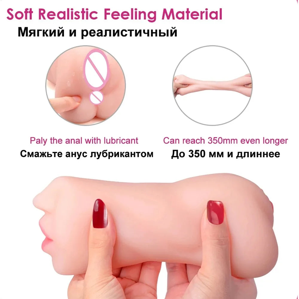 2-in-1 Male Masturbator – Realistic Oral & Anal Stroker Toy for Men