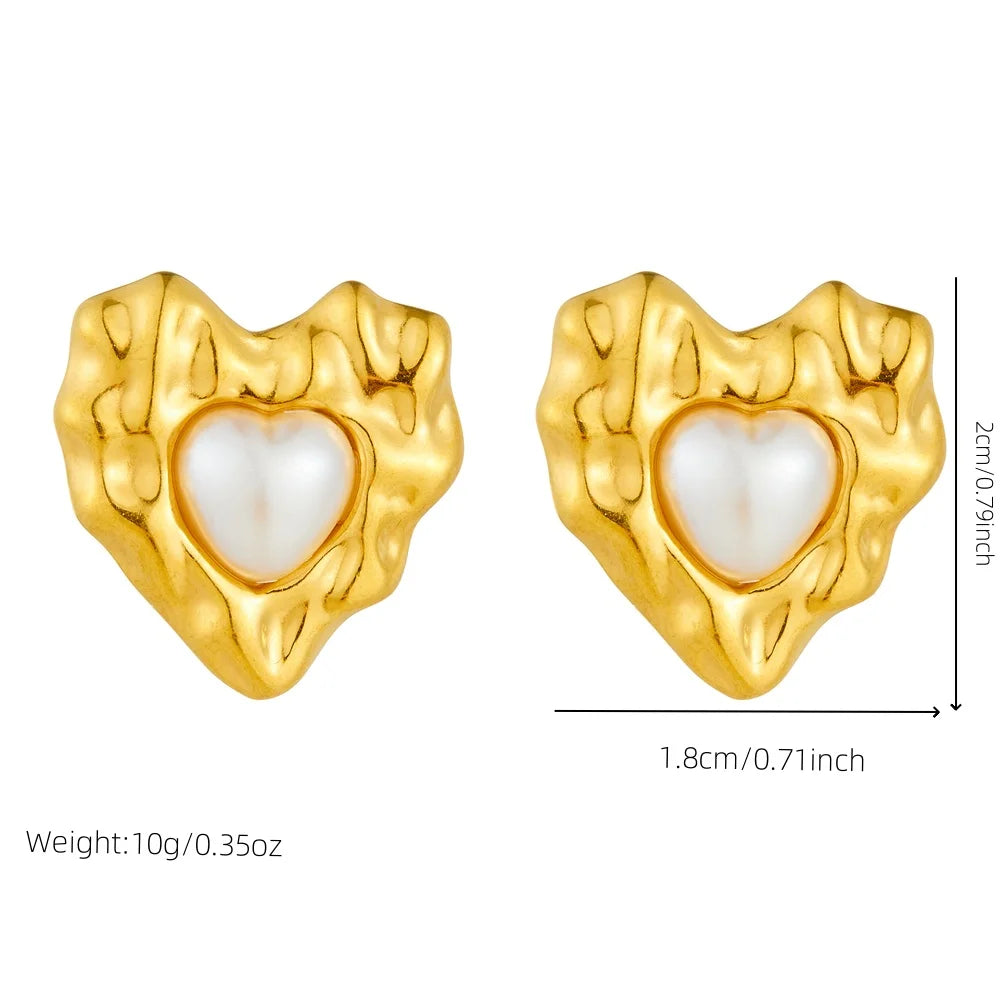 Golden Irregular Heart Pearl Jewellery Set