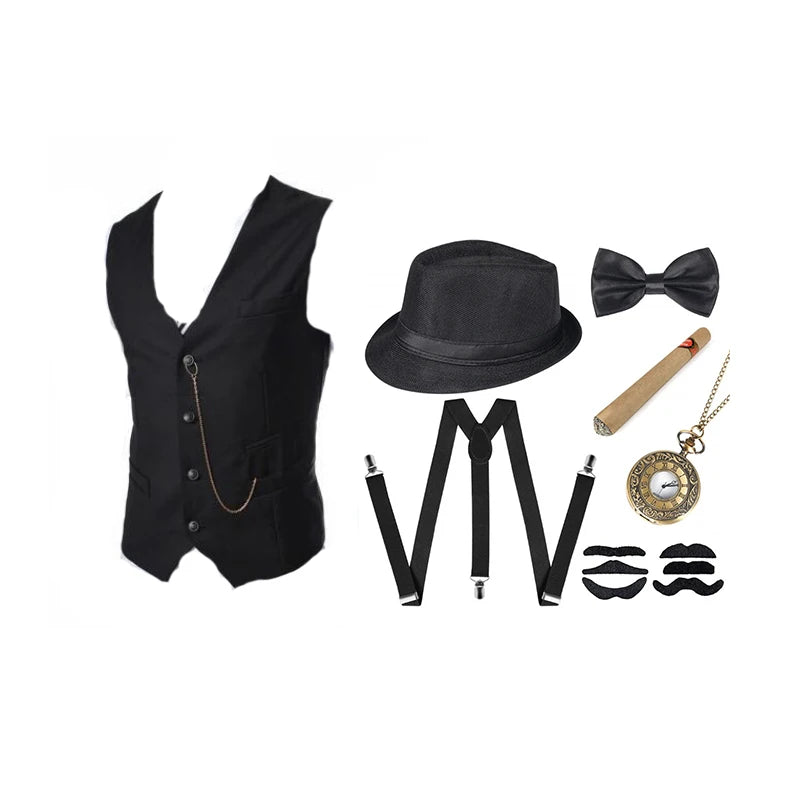 Roaring 20s Gatsby Gangster Accessory Kit – Vintage Panama Hat, Bow Tie & Suspenders for Dashing 1920s Cosplay or Speakeasy Style