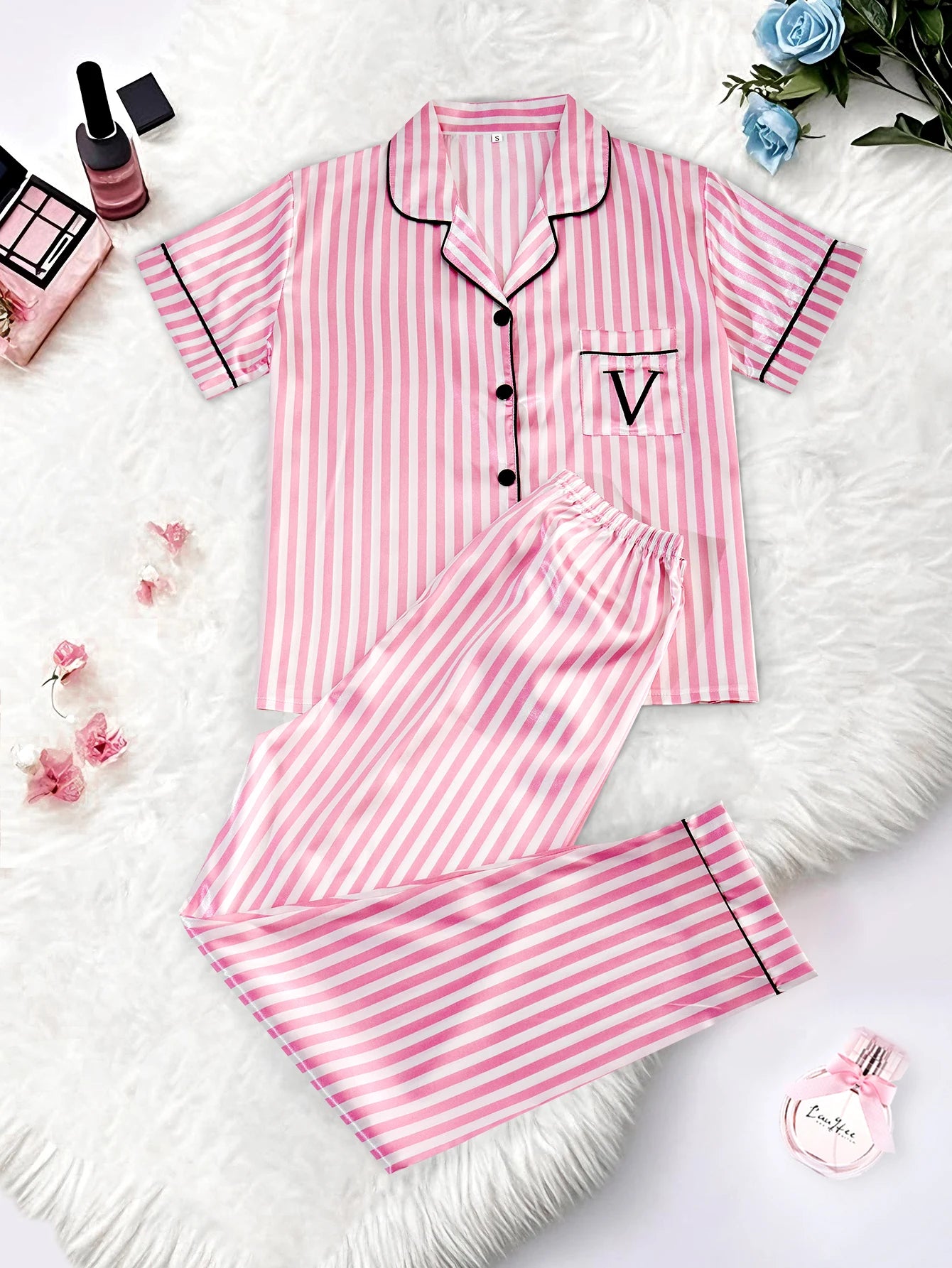 Classic Striped Satin Pajama Set