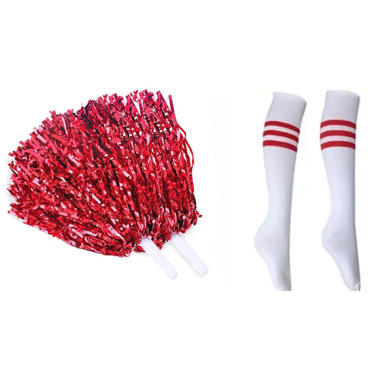 Cheerleader Cosplay Costume for Ladies – High School Uniform Dress with Pompoms for Halloween, Carnival & Party Fun