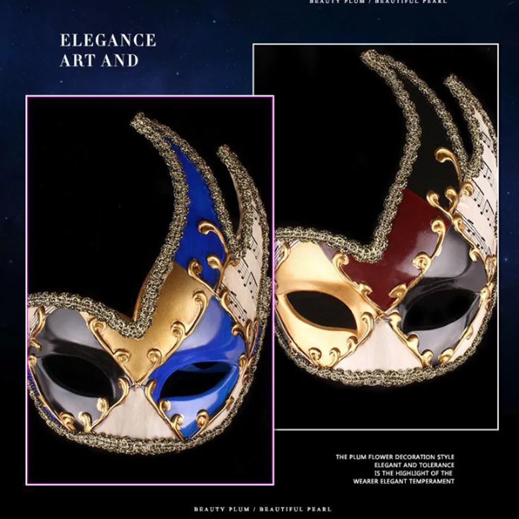 Enigmatic Vintage Venetian Masquerade Mask – Checkered Musical Design for Mardi Gras & Festival Parties