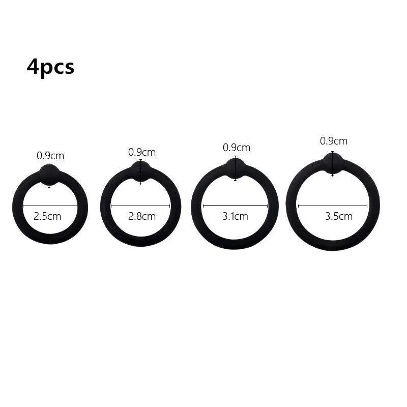 Set – 3 or 4-Piece High-Elastic Cock Ring Kit for Stamina, Support & Lasting Pleasure More Control. Harder Feel. Longer Play.