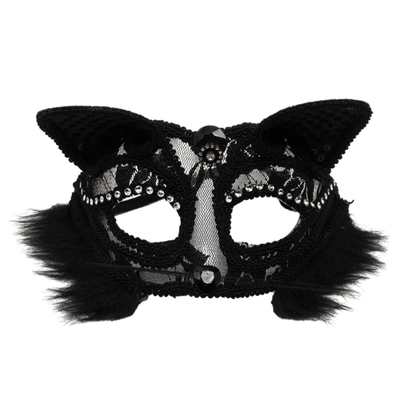 Sexy Lace Cat Face Mask – Elegant Masquerade & Halloween Mask for Women