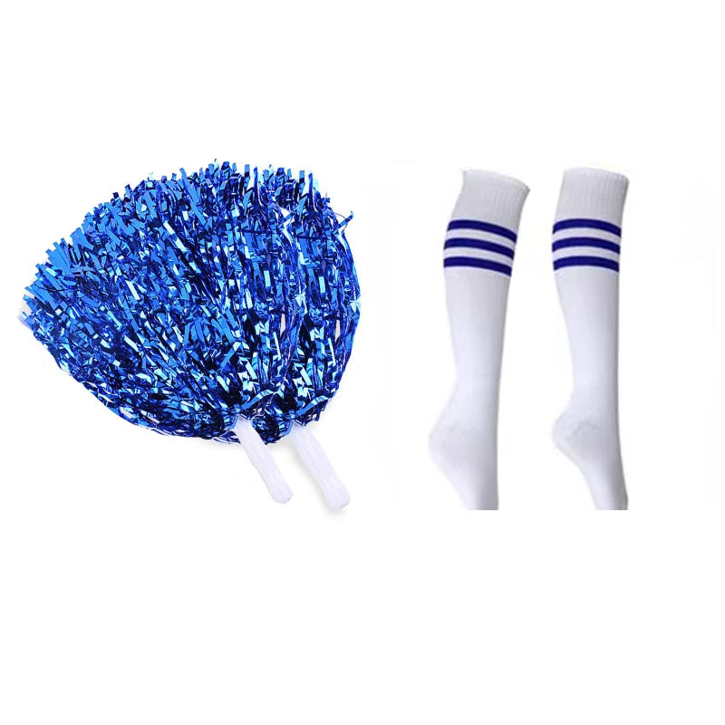 Cheerleader Cosplay Costume for Ladies – High School Uniform Dress with Pompoms for Halloween, Carnival & Party Fun
