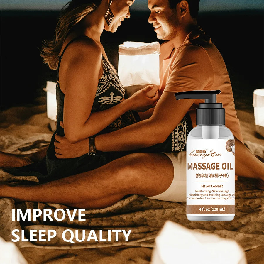 Coconut Massage Oil for Couples – Relaxing Full Body Massage Therapy Oil with Smooth-Gliding Formula, Perfect for Date Night & Valentine’s