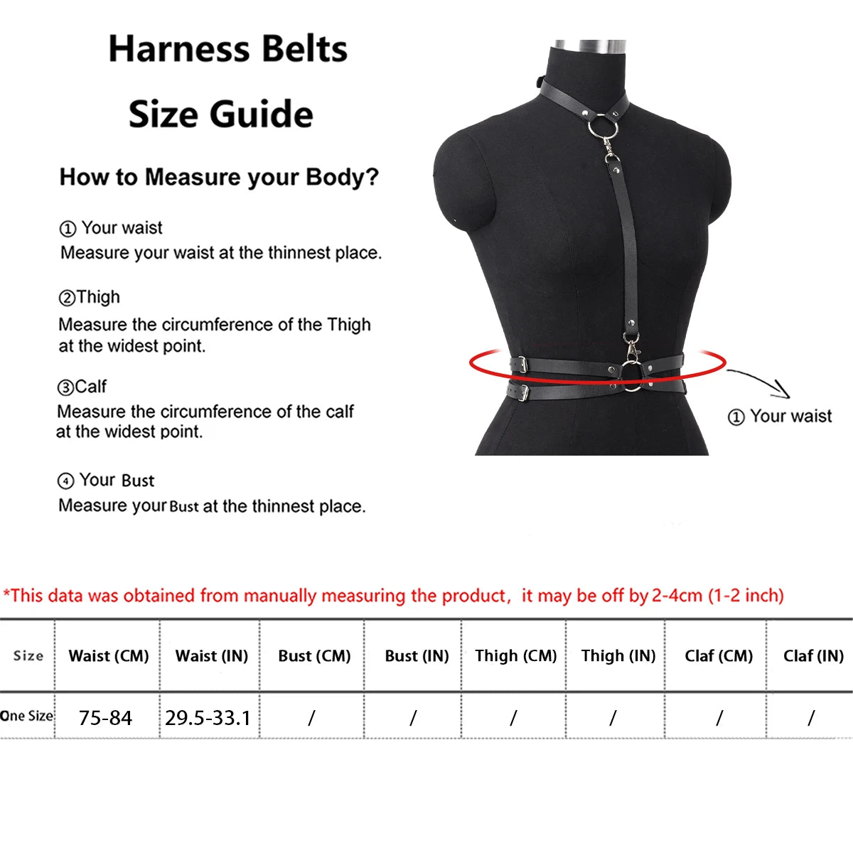 Women’s Gothic Leather Waist-to-Neck Harness Belt