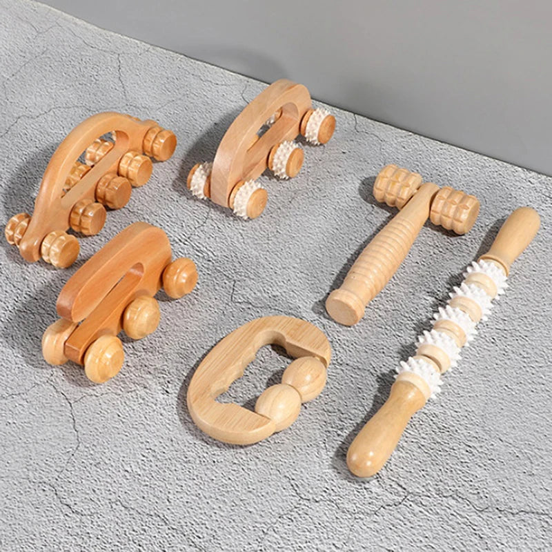 Relax Anywhere – Wooden Massage Roller for Body & Face
